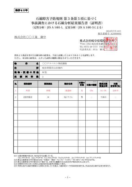 報告書 見本(簡易書式)
